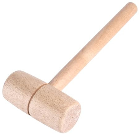 Martillo de Mazo de Madera de Haya, Mazo de Carpintería Macizo para Carpintero, Diseño de Cabeza Redonda para Tallado de Madera y Proyectos de Bricolaje