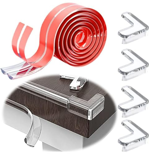 ZEPIQOR Paraspigoli bambino 3 metri con 4 angoli paraspigoli paraspigoli paraspigoli per bambini, paraspigoli muro per bambini, autoadesivo, protezione per bordi del tavolo, larghezza 10mm*2.2mm