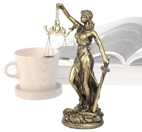 Figura Scale Justice – Ornamento De Mesa De Resina, Pieza De Arte Decorativo, Estatua De Símbolo De Diseño De Bronce, Escultura De Colección, Ventana De Bar | Estatua De Balance De Lady Justice Po