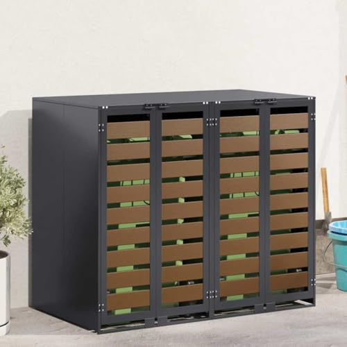 Générique Rangement de Poubelle à roulettes pour 3 poubelles Anthracite,Maison & Jardin,Produits ménagers,Accessoires pour conteneurs à déchets,Cache-conteneurs à déchets,Anthracite,50.4 KG,3394768