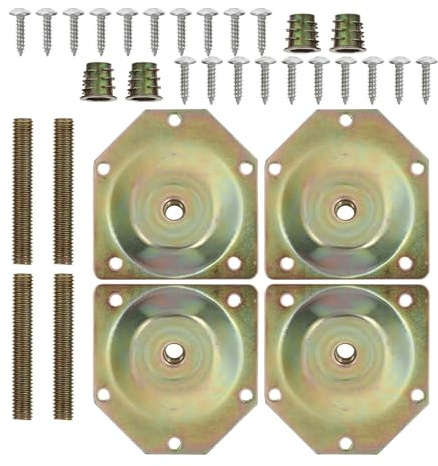 Mipcase 4pcs Angled Furniture Leg Attachment Plates 70x67x1.2mm Zinc-plated Metal with Screws Furniture Legs Fixator for Sofa Table Chair Repair Kit