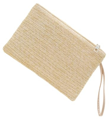 Greabuy Elegant vävd armbandsväska halmhandväska och ergonomisk för att komplettera alla kläder eller tillfällen strandmyntväskor vävd handledsväska