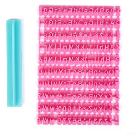 150-delars kakstämpelset, alfabet, siffror, bokstäver, prägling av plast, återanvändbar för kakor, fondant marsipan för dekoration 6 mm