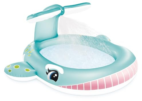 INTEX Inflatable Whale Kiddie Pool: Built-in Water Sprayer – Convienient Drain Plug – Durable Vinyl – 79 x 77 x 36 – Ages 3+