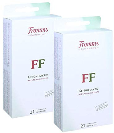 Fromms FF Kondome Gefühlsecht - 42 Stück - Standard Kondomgröße transparent - Doppelpack Box 2x 21Stück