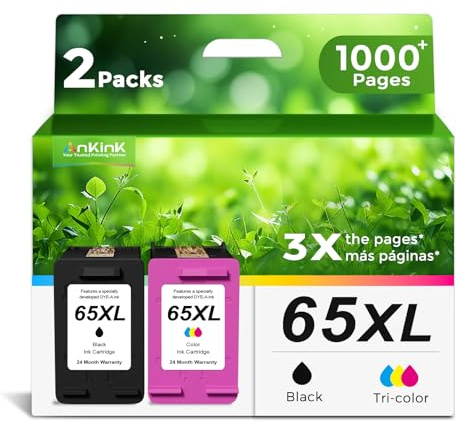 65XL Black Color Combo Remanufactured Ink Cartridge Replacement for HP Ink 65 HP65 XL HP65XL for Envy 5055 5000 5052 5010 5070 5014 Deskjet 3755 3700 3772 2600 3752 2652 2655 2622 2640 Printers,2 Pack