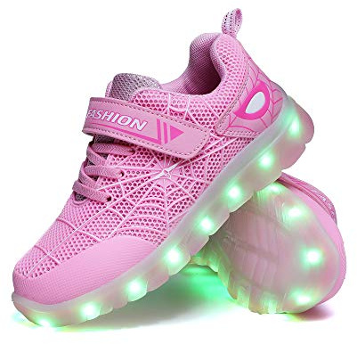 WDRHC LED Zapatos Verano Ligero Transpirable Impermeable Bajo 7 Colores USB Carga Luminosas Parpadeo Deporte de Zapatillas con Luces Los Mejores Regalos para Niños Niñas Cumpleaños de Navidad