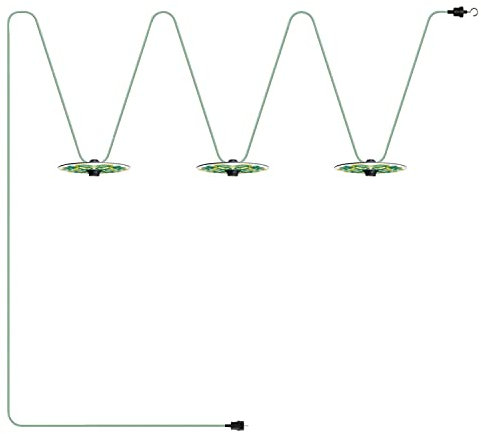 creative cables - Catenaria Sistema Lumet 'Maioliche' da 10 m con Cavo Tessile, 3 portalampada e paralumi, Gancio e Spina Nera - Senza Lampadina, Maiolica Giallo - Verde