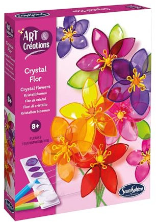 Sentosphère 3909510 Bastelset Kristallblumen, DIY Kreativ-Set für Kinder und Erwachsene