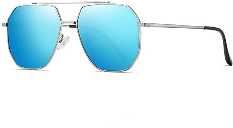 GREENTREEN Lunettes de Soleil Pilote Polarisées Pour Homme: Monture en Métal - Style Classique et Rétro Pour Les Conducteurs Les Randonneurs et Les Amateurs de Mode - Protection UV400 (Bleu)