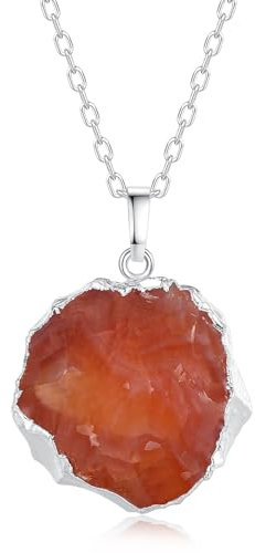 COAI Damen Halskette mit Roter Karneol Anhänger und Heilkristallen Kette für Frauen