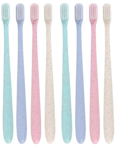 GLEAVI 8stücke Zahnbürstenset Aus Weizenstroh Schachteln Mit Tragbaren Zahnbürsten Mit Kappen Reisezahnbürste Für Camping Und Unterwegs