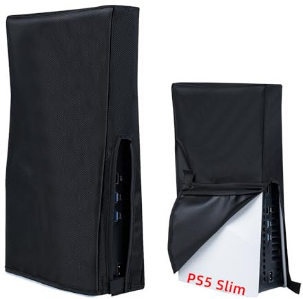 Tolesum Protectora Funda para PS5 Slim, Resistente A Rayones Y Resistente Al Agua, Solo para PS5 Slim Digital Edition Y Consolas De Discos - No para Ps5/Pro - Vertical - Negro