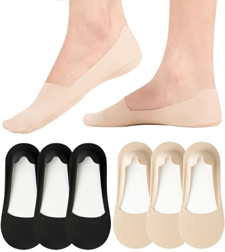 Caldodo No Show Trainer Socks Womens, Non Slip Invisible Socks for Ladies | Low Cut Liner Footsies Thin Silk Foot Socks, Lightweight Summer Shoe Hidden Socks for Canvas Loafers Ballet Flats, 3-5 6-8