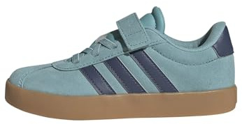 adidas Unisex-Kids VL Court 3.0 Elastic Lace & Strap, Mint Ton/Preloved Ink/Silver Metallic, 3