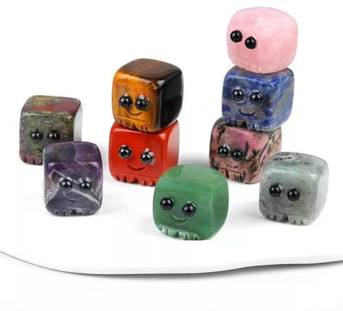 10pcs Duck Statue Natural Stones Crystals Carved Block Sprites Figurine Decor