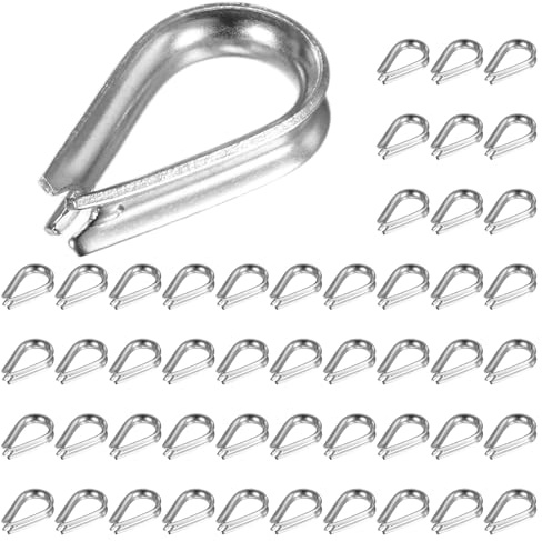 M METERXITY 50-Pack Wire Rope Thimbles, M2 Stainless Steel 2mm Rope Thimble Rigging for Diameter Cable Rigging/Sailing/Clothesline, Wire Cable Protection