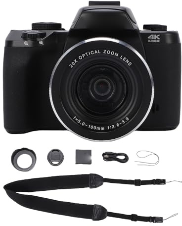 RASTKY Videocamera 4K 75MP, Fotocamera Mirrorless con Doppio, Zoom Ottico e WiFi, Flash Esterno, per Fotografia di Viaggio Vlog con 19 Filtri, Batteria 3000mAH