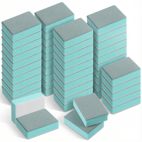 LIQWEI 50Pcs Nail Buffer Block and Shine Kit, Mini Nail Buffer for Polishing Smooth and Shiny Natural Nails Fingernail Mini Buffer Nail File Smoother Buffer Block 1000/4000 (Green)