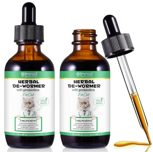 Wurmkur für Katzen 60ml 2 pcs，Verbesserung der Verdauung, Immunitätsschub Kräuterentwurmer mit Probitika, Katzenwurmer-Tropfen, Anti-Parasiten, Breitband-Hakenwürmer - Sicher, Effektiv