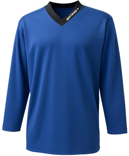 Instrike professionell träningströja för ishockeybarn och vuxna tröjor med diskret logotyp högkvalitativ bekväm att bära jersey, blå, M