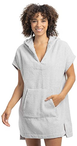 HOMELEVEL Poncho Damen Frottee - Badeponcho Badetuch aus 100% Baumwolle - Handtuch für Strand Sauna - Surf Poncho mit Kapuze - Bademantel für Erwachsene