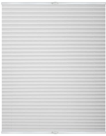 Lichtblick Plissee Klemmfix, ohne Bohren, verspannt, lichtdurchlässig, Blickdicht, Uni, mit eleganter Crushed Optik Weiß,50 cm x 130 cm (B x L)