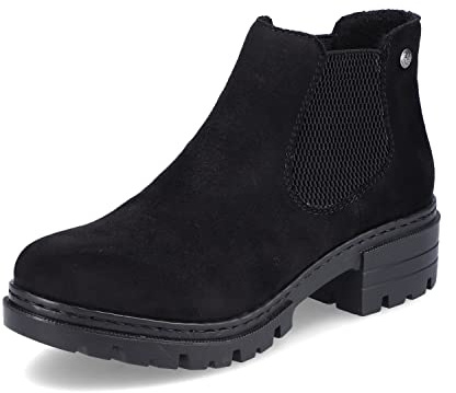Rieker Damen Chelsea Boots 76884, Frauen Stiefeletten,uebergangsschuhe,uebergangsstiefel,Schlupfstiefel,flach,Women's,Woman,schwarz (00),43 EU / 9 UK