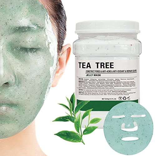 POZTL Gelee-Maskenpulver für Gesichtsbehandlungen, Teebaumöl-Kontrollgelee-Gesichtsmaske, DIY SPA Peel-Off-Hydro-Gesichtsmaskenpulver zur Bekämpfung feiner Linien, ungleichmäßiger Hautton, 23 FL OZ
