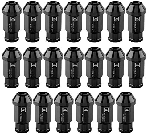 TKSE Aluminum Wheel Lug Nuts - M12X1.5, Black, Set of 4