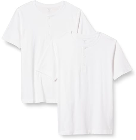 Amazon Essentials Men's Short-Sleeve 100% Cotton T-Shirt, Pack of 2, White, S