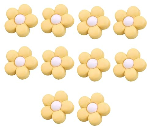 10 Stycken Plastknappar Knappar Barn, Barnknappar Babyknappar Blomknappar För Flickor Och Pojkar-gul+Vit-18mm