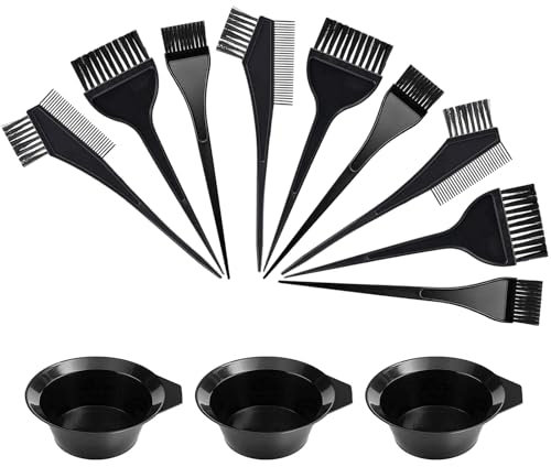 3 Sets Hair Dye Bowl And Brush Kit Hair Dye Bowl Tools For Hair Colouring Kit Hair Dye Brush And Mixing Bowl Set Dying Brushes Tint Comb Set For DIY Salon Hair Coloring Dying Brushes Hair Bleach Kit