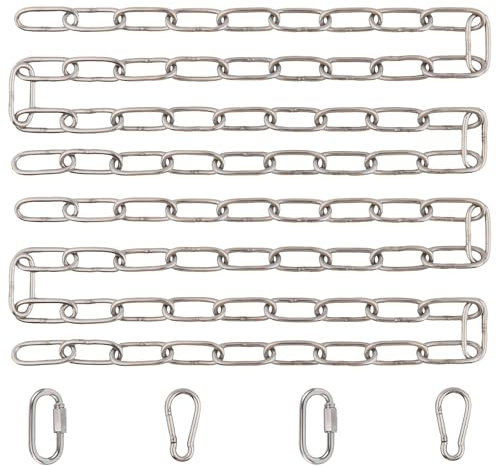 2 Piezas Cadena de Acero, Ø3mm Metal Chain 1 Metro, Cadena Acero Inoxidable, Eslabones de Cadena de Acero, Carga Máxima de 80 KG, para Kamacas, Sacos de Arena, Cestas Colgantes