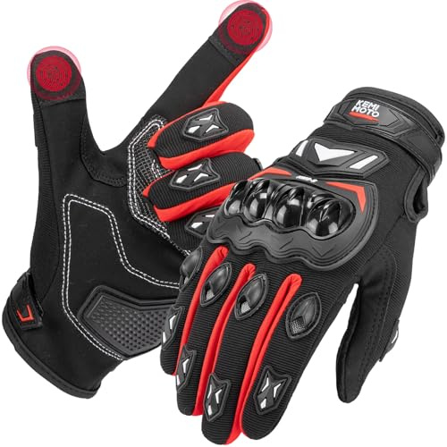KEMIMOTO Motorrad Handschuhe Herren, Atmungsaktive Motorradhandschuhe mit Knöchelprotektor und Touchscreen, rutschfeste Motorradhandschuhe für Motorrad, Roller, Fahrrad