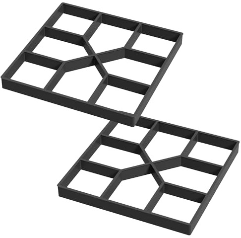 FIVMEN 2 moldes para pavimento, molde para pavimento, 8 cámaras, DIY jardín, hormigón, encofrado, adoquines, pintura de plástico, placas de acera, cuadrado 02