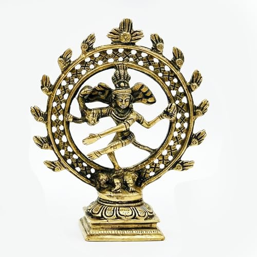 TUNTUN ENTERPRISES Mässing Lord Nataraja dansande Shiva staty med detaljer (17 cm)