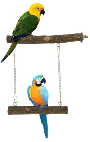 Balançoire en Bois pour Perroquet,Jouet Perroquet,Perchoir à Suspendre,Jouet Perruche,Jouets pour Oiseaux,Accessoires pour Perruches,Calopsittes,Inséparables,Perruches,Petits et Moyens Oiseaux