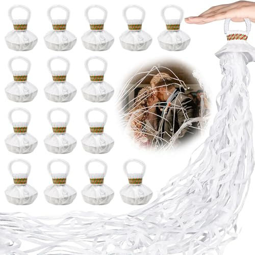 VGECEE 20 Pezzi Streamers a Mano, Streamer per Feste Stelle Filanti per Feste Lancia Stelle Filanti a Mano Stelle Filanti Bianche Tenute in Mano per Compleanno,Matrimonio,Natale,Carnevale,Spettacoli