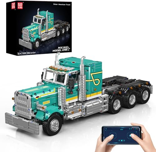 Mould King 13201 Technology Classic Truck Building Blocks Kit with Motor, 2064+ Pieces App Remote Controlled Tractor Truck Model Clamping Blocks, Blocks Toys for Teenagers 14+/Adults