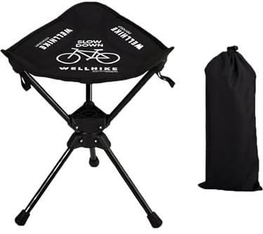 NEWFUN Tabouret Pliant Camping Facilement Pliable pour Un Transport Pratique Idéal pour Le Camping, la Chasse, la Randonnée et la Pêche Noir Capacité de Charge : 100 kg