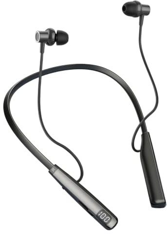 Neckband Bluetooth Earphones 5.4 Wireless with Mic, LED Battery Display