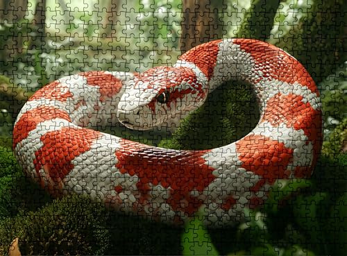 Pussel 1 000 delar, träpussel vuxen orm skog impossibla klassiska jigsaw pussel 75 x 50 cm, familjespel, pussel stressminskning tankespel, pusselälskare w0-807
