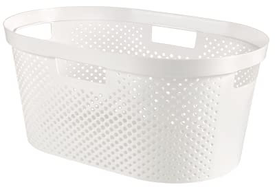 Curver Wäschekorb Infinity mit Punktmuster 39l weiß, Plastik, 35 x 25 x 10 cm