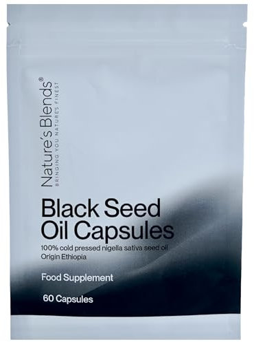 Nature's Blends 60 x Cold Pressed Black Seed Oil Capsules - Pure Ethiopian Nigella Sativa Blackseed Oil