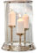 Loberon Windlicht Vinzan, klare Eleganz, für mehrere Stumpenkerzen, individuell dekorierbar, Wohn-Accessoire, Aluminium, Glas, klar/Silber