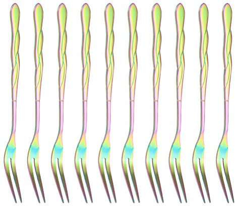 10 Pezzi Dolce Scelte Di Pesce Forchetta Da Frutta in Acciaio Inox Forchette Da Torta in Acciaio Inossidabile Forchetta a Due Denti Metallo Forchetta Da Insalata Bambino Martini