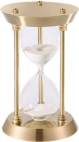 Sand Timer 5 Minute Hourglass, Small Sand Clock, Antique Brass Sand Watch 5 Min, Vintage Reloj De Arena 5 Minuto,Metal Unique Decorative Hour Glass Sandglass for Kitchen Home Office Game Gifts