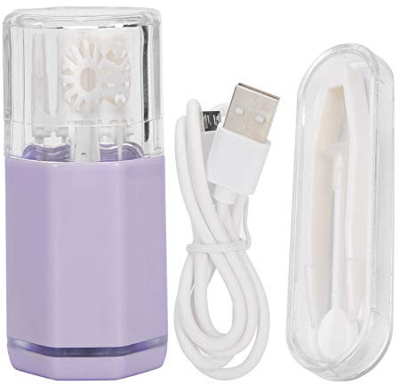 Kontaktlinsenwaschanlage, USB Aufladung Kontaktlinsenwaschmaschine Waschmaschine für Kontaktlinsen Ultraschall-Kontaktlinsenreiniger Automatische Reinigungsmaschine Reiniger (Violett)