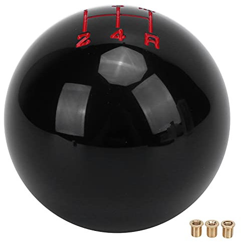 Rundkugel 5-Gang-Schaltknauf, Auto-Schalthebelkopf, Manueller Auto-Schaltkopf mit 3 Stahladaptern, Ersatz für Universelles Autozubehör(Schwarz)